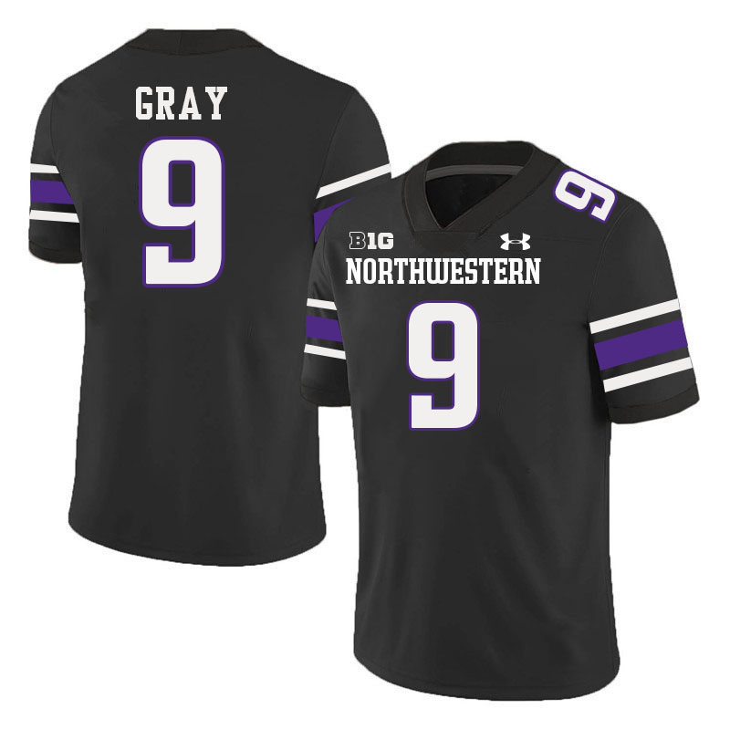 Northwestern Wildcats #9 Aidan Gray College Football Jerseys Stitched-Black